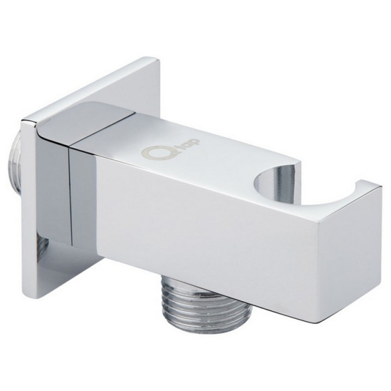 Подключение с держателем для шланга Qtap Spojeni прямоугольное QTCRMBH130 Chrome (Fixsit)
