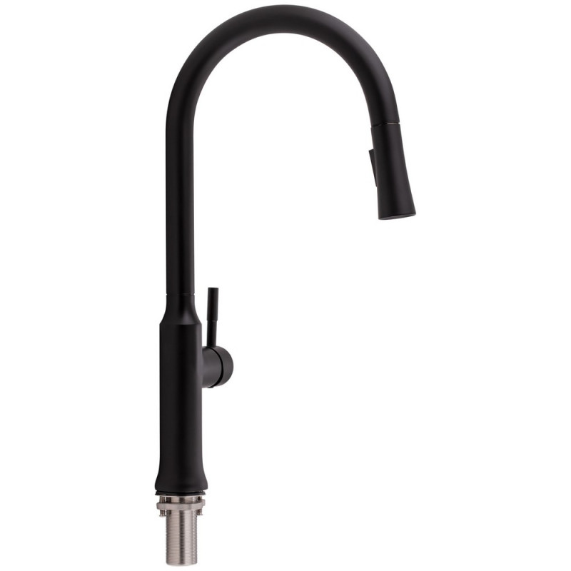 Смеситель для кухни Qtap Baruska с выдвижным изливом QTBAR9137103UB Black Matt