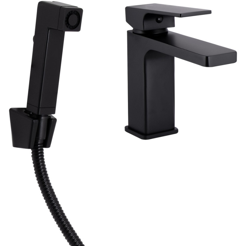 Смеситель для раковины Qtap Gemini (с гигиеническим душем) QTGEM272BLM45690 Black Matt