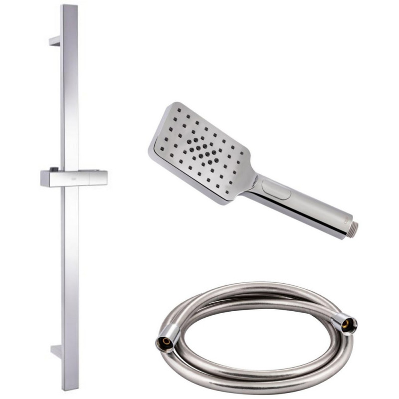 Набор душевого гарнитура Qtap 3 в 1 (QTRUCA121N3KCC + QTLEP82103NC + QTHADPVC160C) хром