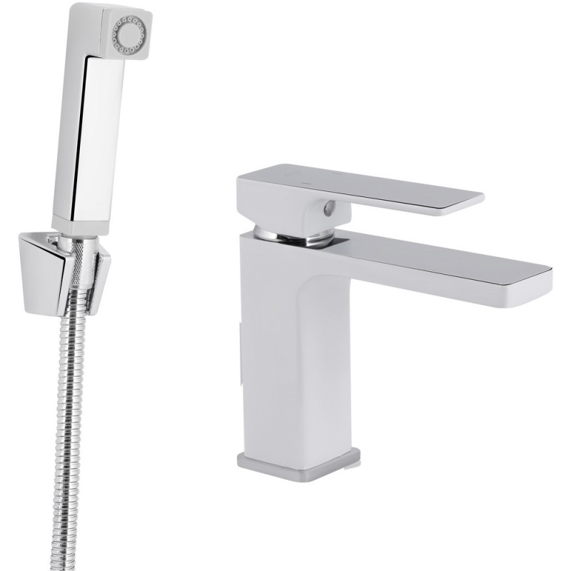 Смеситель для раковины Qtap Gemini (с гигиеническим душем) QTGEM272CRW45691 Chrome/White
