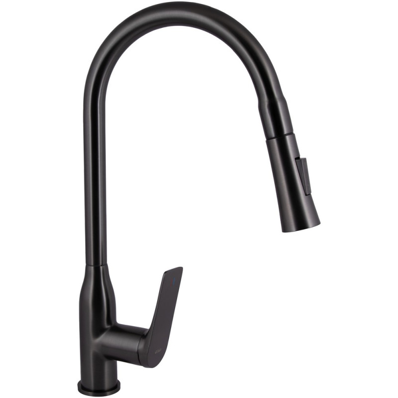 Смеситель для кухни Qtap Vlasta New с выдвижным изливом QTVLA344GMB45647 Gunmetal Black PVD