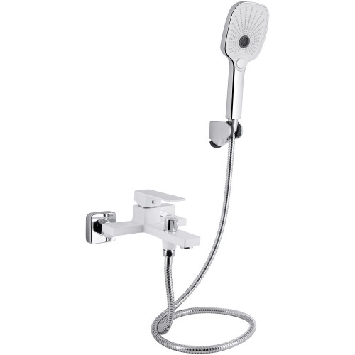Змішувач для ванни Qtap Gemini (з душовим гарнітуром) QTGEM259CRW45683 Chrome/White