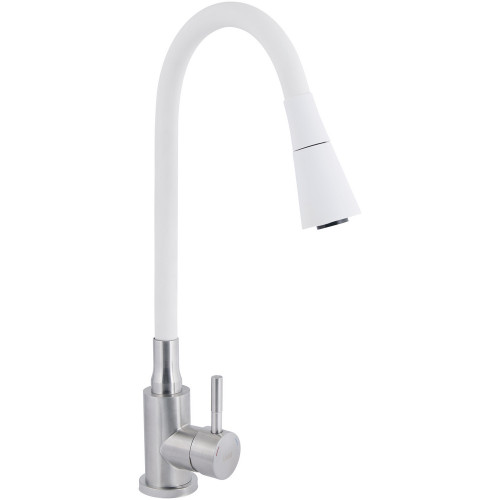 Змішувач для кухні Lidz Aria 015F31 з гнучким виливом (k35) LDARI015F31WNK36981 White / Nickel