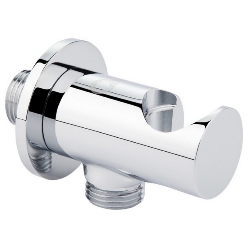 Подключение с держателем для шланга Qtap Spojeni округлое QTCRMBH030 Chrome