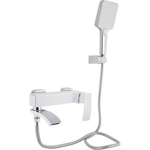 Змішувач для ванни Qtap Swan Cascada з поворотним виливом (з душовим гарнітуром) QTSWA260CRW45569 Chrome/White Змішувач для ванни Qtap Swan Cascada з поворотним виливом (з душовим гарнітуром) QTSWA260CRW45569 Chrome/White