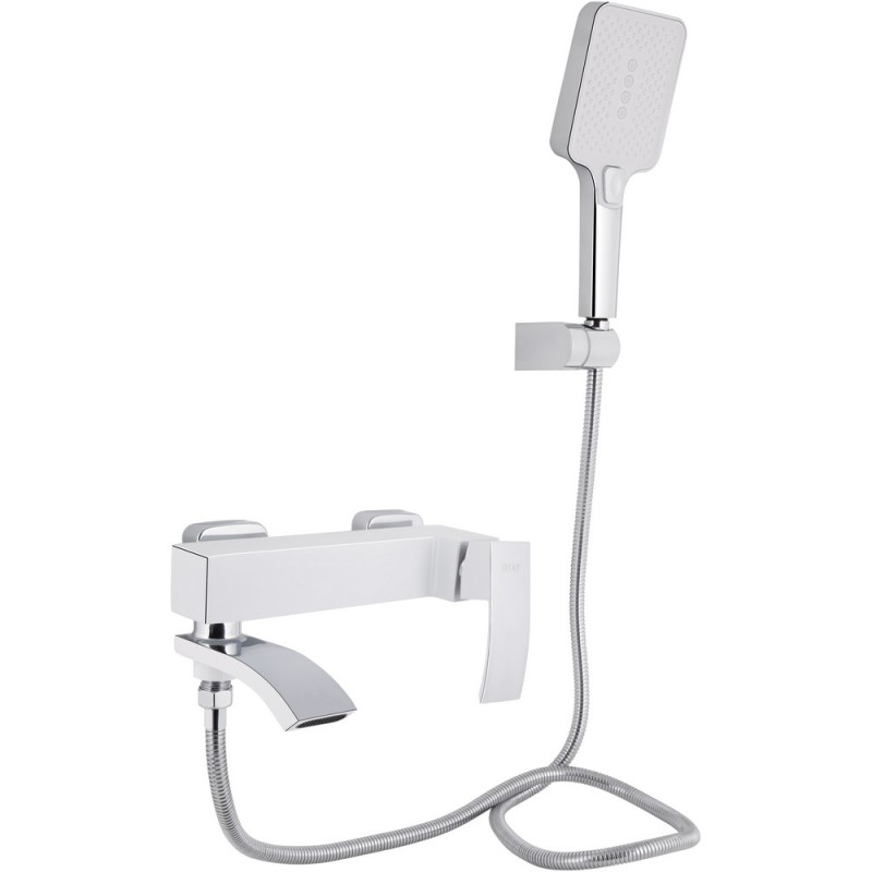 Смеситель для ванны Qtap Swan Cascada с поворотным изливом (c душевым гарнитуром) QTSWA260CRW45569 Chrome/White