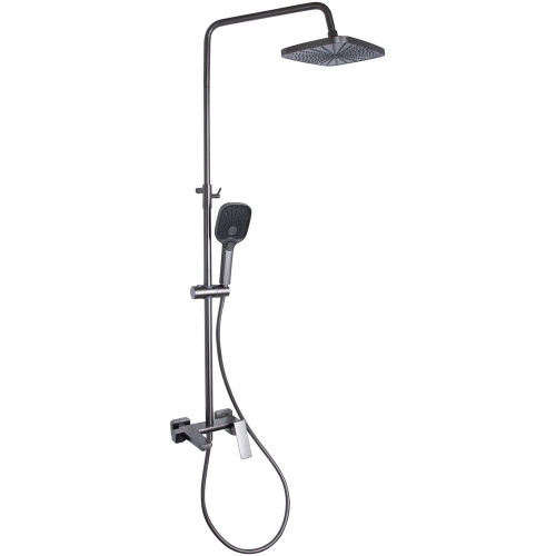 Душова система універсальна Qtap Gemini на три споживача (з виливом) QTGEM111GMB45688 Gunmetal Black PVD