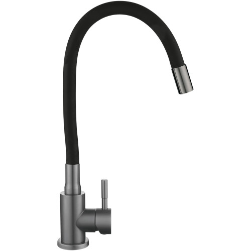 Змішувач для кухні Lidz Aria 015F3 (k35) з гнучким виливом LDARI015F3BGRP49564 Graphite/Black