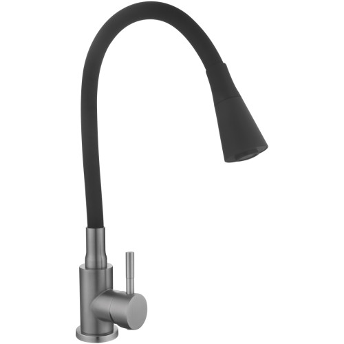 Змішувач для кухні Lidz Aria 015F31 (k35) з гнучким виливом LDARI015F31BGRP49566 Graphite/Black
