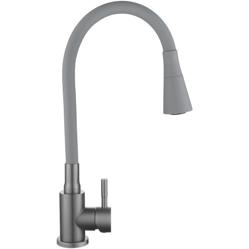 Змішувач для кухні Lidz Aria 015F31 (k35) з гнучким виливом LDARI015F31GGRP49567 Graphite/Grey
