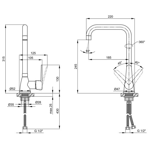 Змішувач для кухні Lidz Nicole 014F1 (k35) LDNIC014F1CRM22010 Chrome