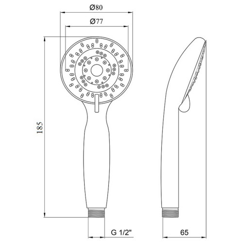 Лейка для ручного душа Lidz Niagara 05 80 мм округлая LDNIA05CRM22037 Chrome