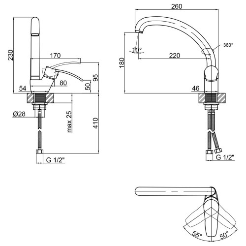 Змішувач для кухні Lidz Anny 008F (k40) LDANN008FCRM35123 Chrome