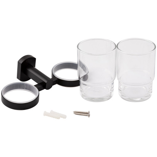 Стакан с держателем Qtap Liberty настенный двойной QTLIBBLM1155 Black
