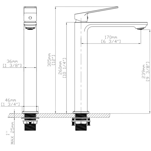Смеситель для раковины высокий Qtap Capricorn, Chrome (k26) QTCAP1060H102C48220