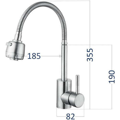 Змішувач для кухні Lidz Aria 015F41 з гнучким виливом (k35) LDARI015F41NKS45306 Nickel