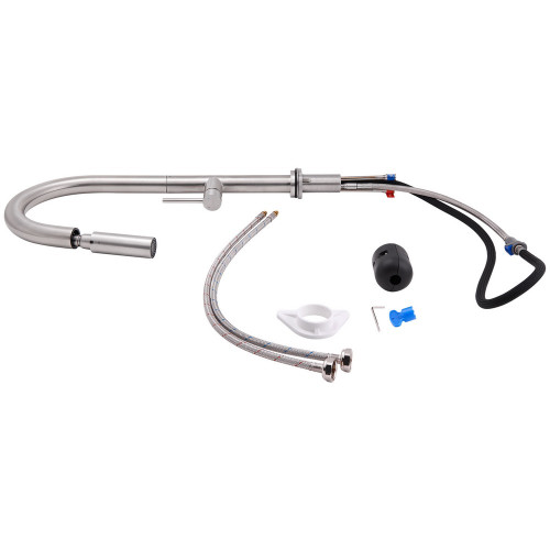 Смеситель для кухни Qtap Lenicka с выдвижным изливом QTLEN9138103UN Brushed Nickel PVD