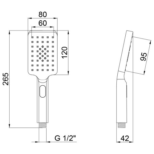 Лейка для ручного душа Qtap Rucni 120х80 мм прямоугольная QTRUCA121N3KCC Chrome