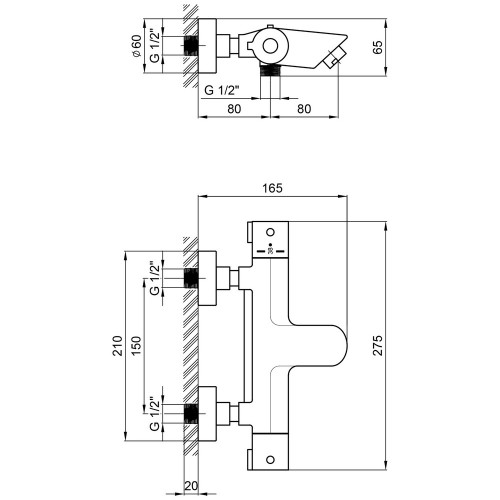 Змішувач для ванни Qtap Inspai-Therm термостатичний QTINSCRMT300800 Chrome