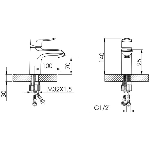 Змішувач для раковини Lidz Wieza 001 (k35) LDWIE001CRM45409 Chrome