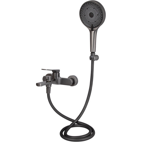 Смеситель для ванны Qtap Slavonice (c душевым гарнитуром) QTSLV259GMB48035 Gunmetal Black PVD