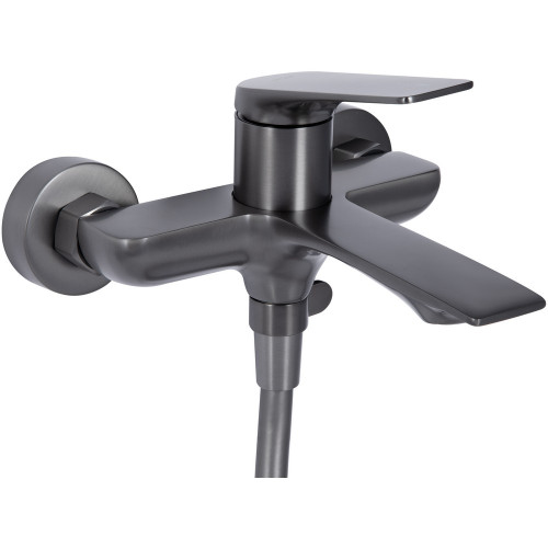 Змішувач для ванни Qtap Vlasta New (з душовим гарнітуром) QTVLA259GMB45643 Gunmetal Black PVD