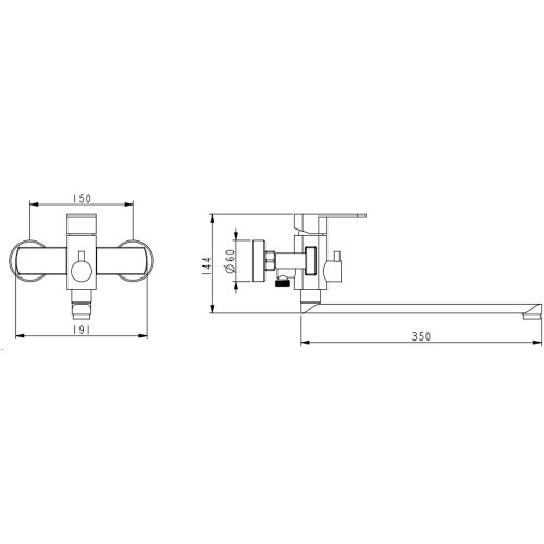 Смеситель для ванны Lidz Luna 005 (c душевым гарнитуром) (k35) LDLUN005NKS46093 Nickel