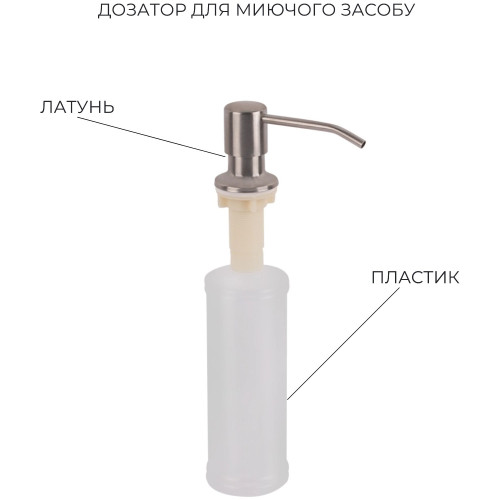 Комплект Lidz Handmade H6350R Мойка для кухни интегрированная крыло справа Brushed в комплекте с дозатором + Lidz K01G Корзина для кухонной мойки