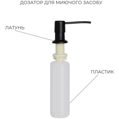 Комплект Lidz Handmade H7849BR Мойка для кухни интегрированная крыло справа BlackPVD в комплекте с дозатором + Lidz K01B Корзина для кухонной мойки