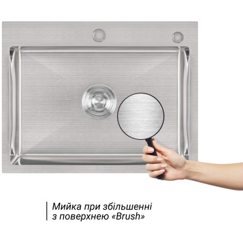 Мийка для кухні інтегрована Lidz Handmade H5845 (LDH5845BRU35384) Brushed Steel 3,0/1,0 мм