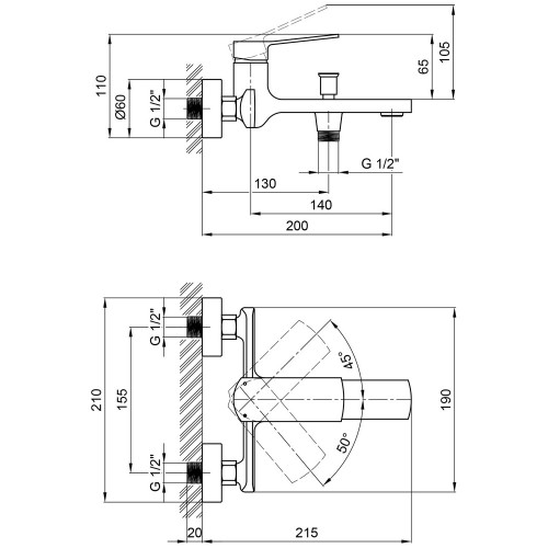 Змішувач для ванни Qtap Slavonice QTSLV3042103DC Chrome