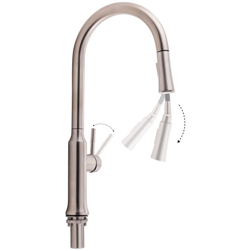 Змішувач для кухні Qtap Baruska з висувним виливом QTBAR9137103UN Brushed Nickel PVD