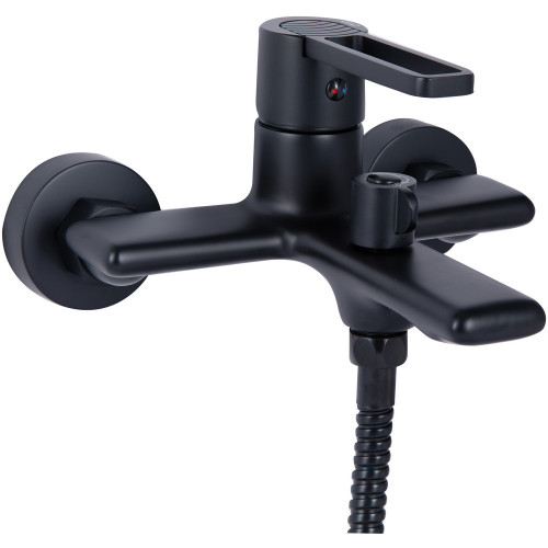 Змішувач для ванни Qtap Taurus (з душовим гарнітуром) QTTAU259BLM45662 Black Matt