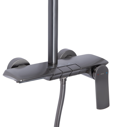 Душова система універсальна Qtap Slavonice на три споживача (з виливом) QTSLA111GMB45905 Gunmetal Black PVD