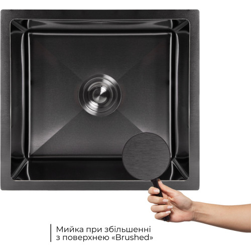 Мийка для кухні інтегрована під стільницю Lidz Handmade H4843B Brushed Black PVD 3,0/1,0 мм LDH4843BRUBLM49440