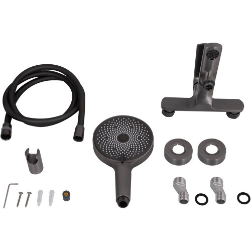 Смеситель для ванны Qtap Slavonice (c душевым гарнитуром) QTSLV259GMB48035 Gunmetal Black PVD