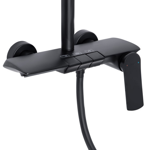 Душова система універсальна Qtap Slavonice на три споживача (з виливом) QTSLA111BLM45906 Black Matt