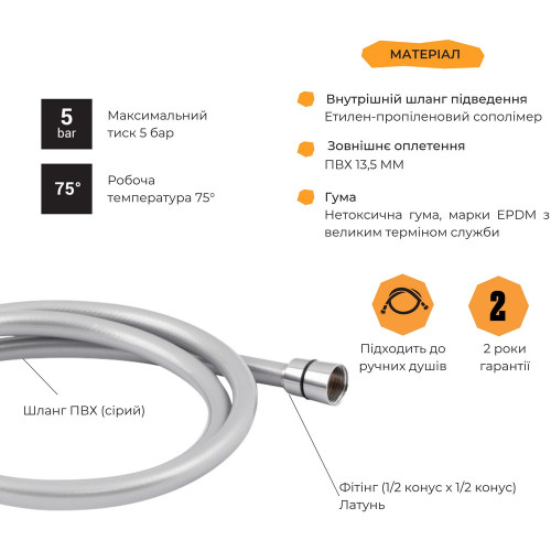 Шланг Lidz Niagara 09 1,5 м LDNIA09CRM35458 Chrome
