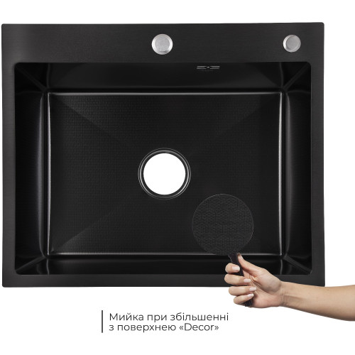 Мойка для кухни интегрированная Lidz Handmade H6050HB Decor Black PVD Honeycomb 2,5/0,5 мм LDH6050BDECPVD48371