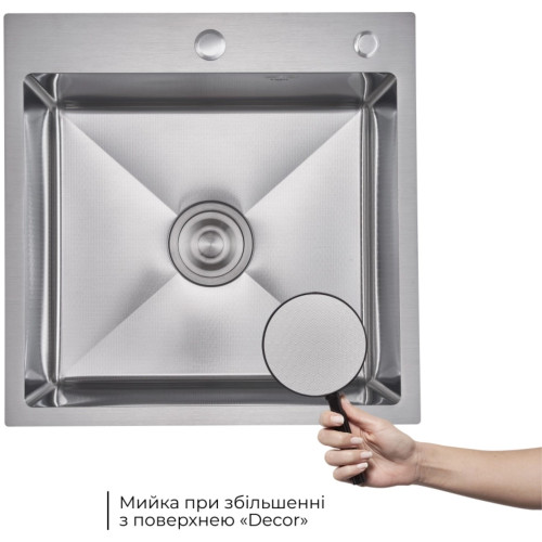 Комплект Lidz Handmade H5050H Мойка для кухни интегрированная Decor Honeycomb в комплекте с дозатором + Lidz K01G Корзина для кухонной мойки
