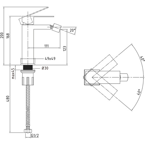 Смеситель для биде Lidz Helix 001AF (k35) LDHEL001AFNKS49181 Nickel