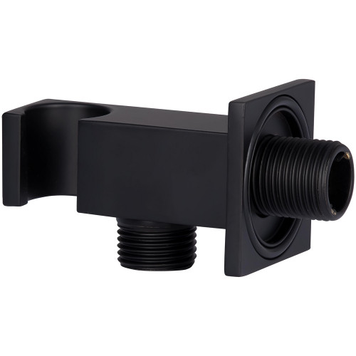 Подключение с держателем для шланга Qtap Spojeni прямоугольное QTCRBBH025 Black Matt