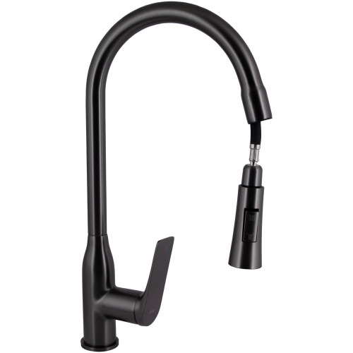 Смеситель для кухни Qtap Vlasta New с выдвижным изливом QTVLA344GMB45647 Gunmetal Black PVD