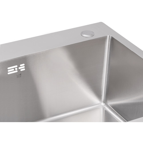 Мийка для кухні з двома чашами інтегрована Lidz Handmade H7843 (LDH7843BRU35387) Brushed Steel 3,0/1,0 мм