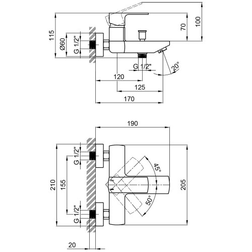 Змішувач для ванни Qtap Lipno QTNH3023101DG Graphite