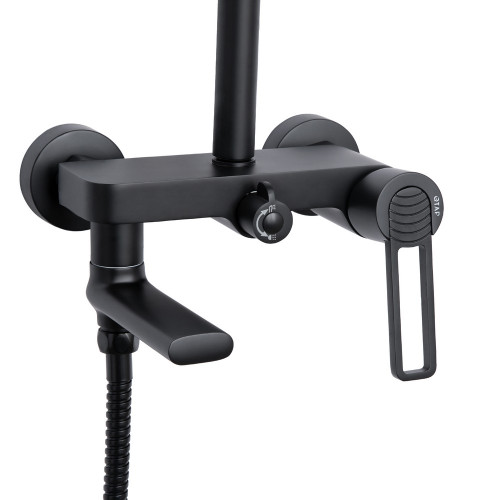 Душова система універсальна Qtap Taurus на три споживача (з виливом) QTTAU111BLM45666 Black Matt