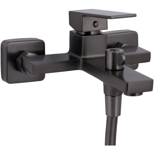 Змішувач для ванни Qtap Gemini (з душовим гарнітуром) QTGEM259GMB45684 Gunmetal Black PVD