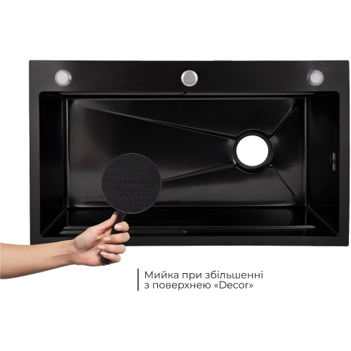 Мойка для кухни интегрированная Lidz Handmade H7545B Decor Black PVD Honeycomb 3,0/1,0 мм LDH7545BDECPVD48373