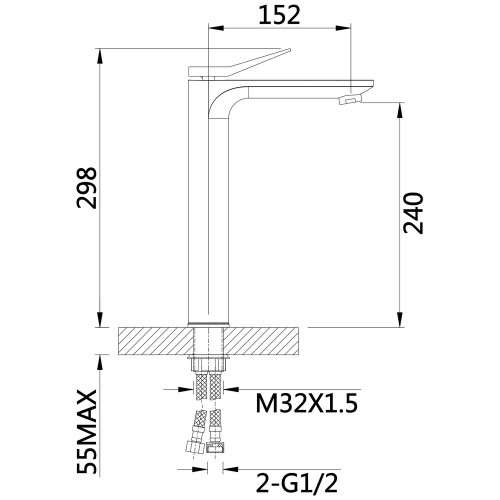 Змішувач для раковини Qtap Presto високий QTPRE269CRW45577 Chrome/White